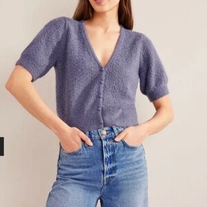 Boden Lavender Button-Up Cardigan